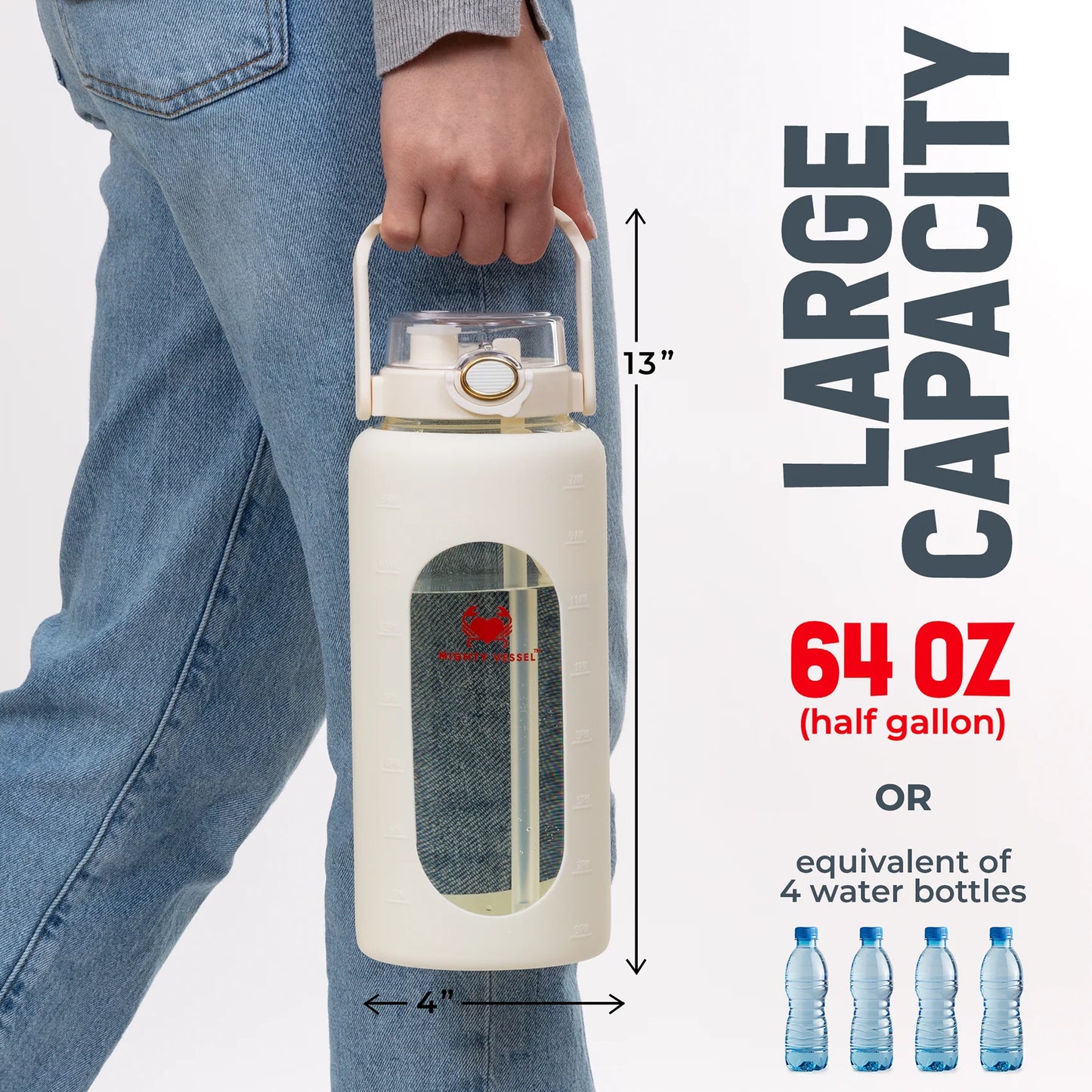 FINAL SALE - ™ SHATTER-RESISTANT GLASS WATER BOTTLE | 64 OZ