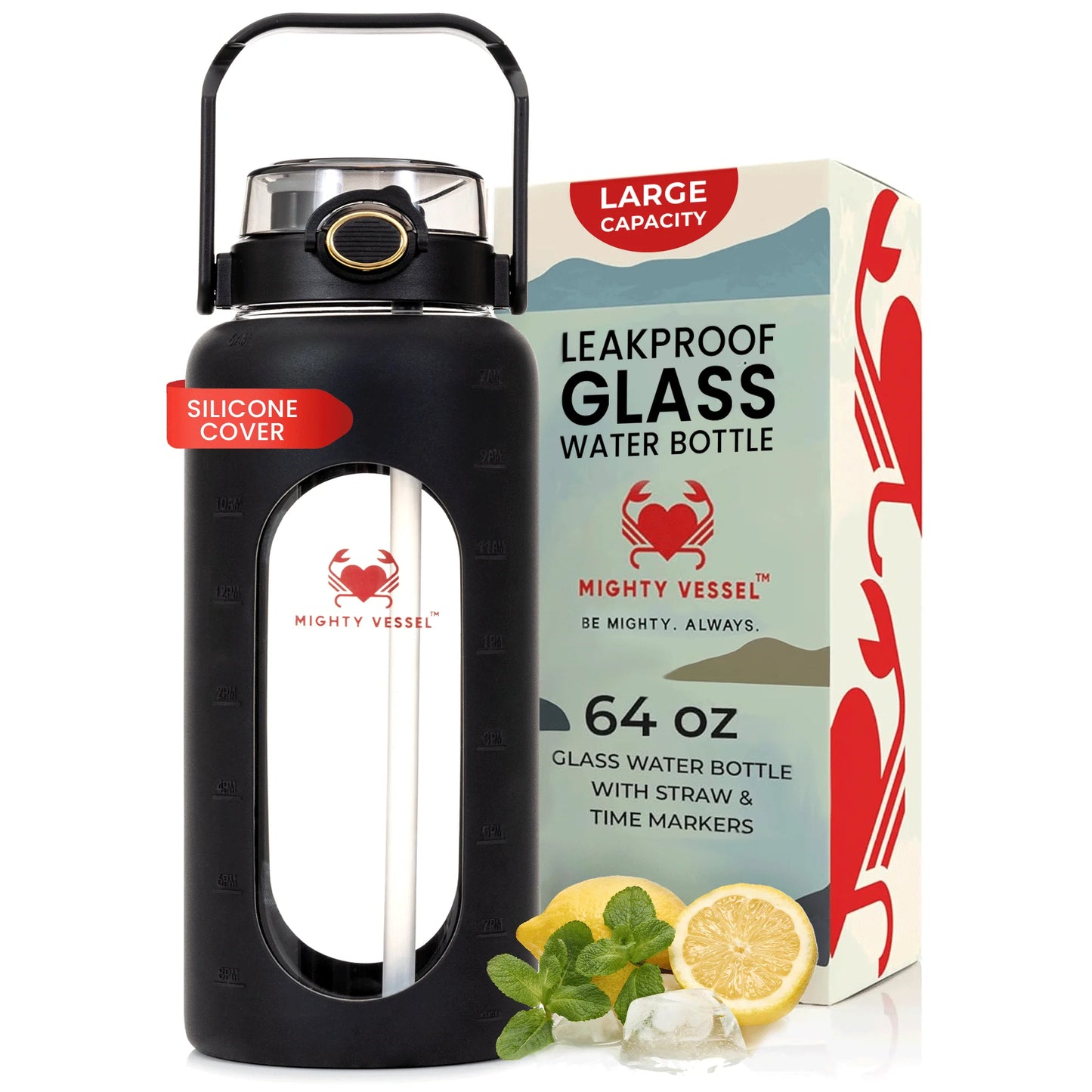 FINAL SALE - ™ SHATTER-RESISTANT GLASS WATER BOTTLE | 64 OZ